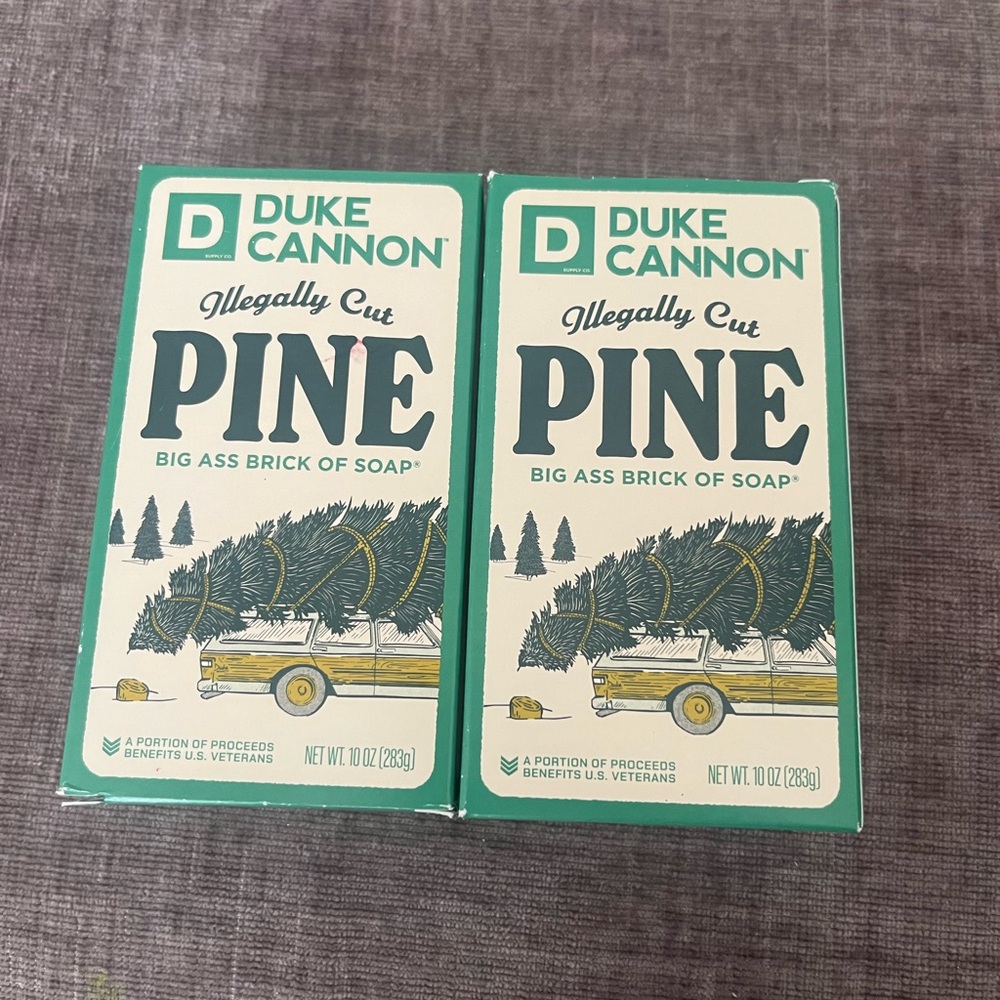 X2 Duke Cannon Bar Soap Illegally Cut Pine 10oz Each USA Made‎